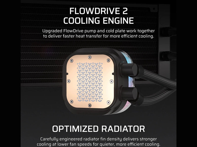CORSAIR iCUE LINK TITAN II 360 RX RGB - Black, 360mm AIO, FlowDrive Gen 2, RX II Fan, RGB, Copper Coldplate, AM5/AM4, LGA1851/1700