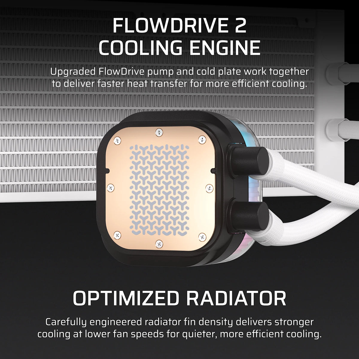 CORSAIR iCUE LINK TITAN II 360 RX RGB - White, 360mm AIO, FlowDrive Gen 2, RX II Fan, RGB, Copper Coldplate, AM5/AM4, LGA1851/1700