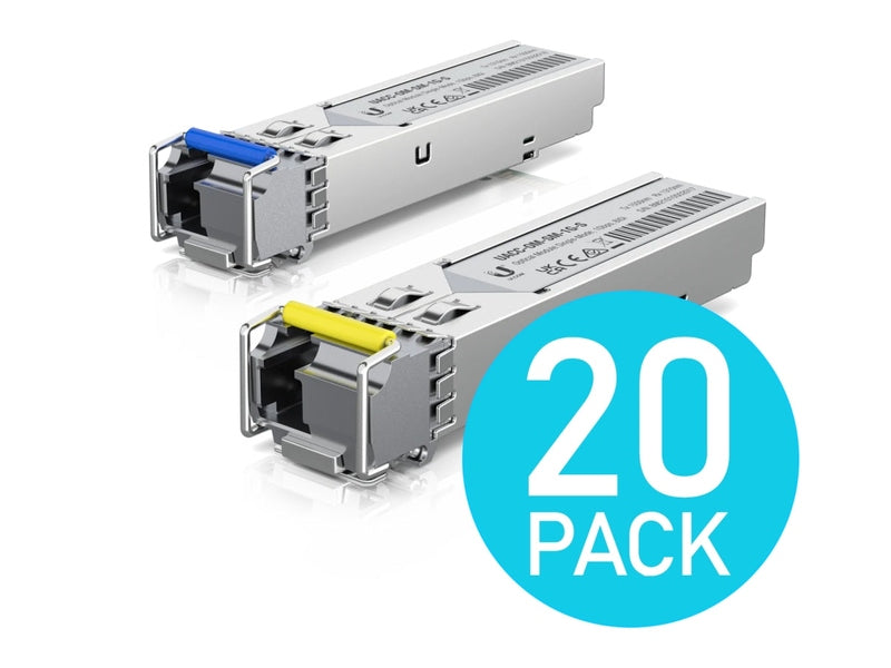 Ubiquiti UFiber1 Gbps Bidirectional Single-Mode SFP Module, 20-Pack, Up 3km Distance,Simplex LC Connector, Fiber Cable Not Include