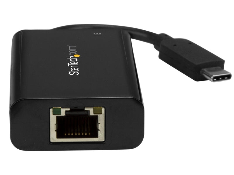 StarTech USB-C to GbE Adapter, TB3 Compatible, USB-C PD, Black, 2Yr