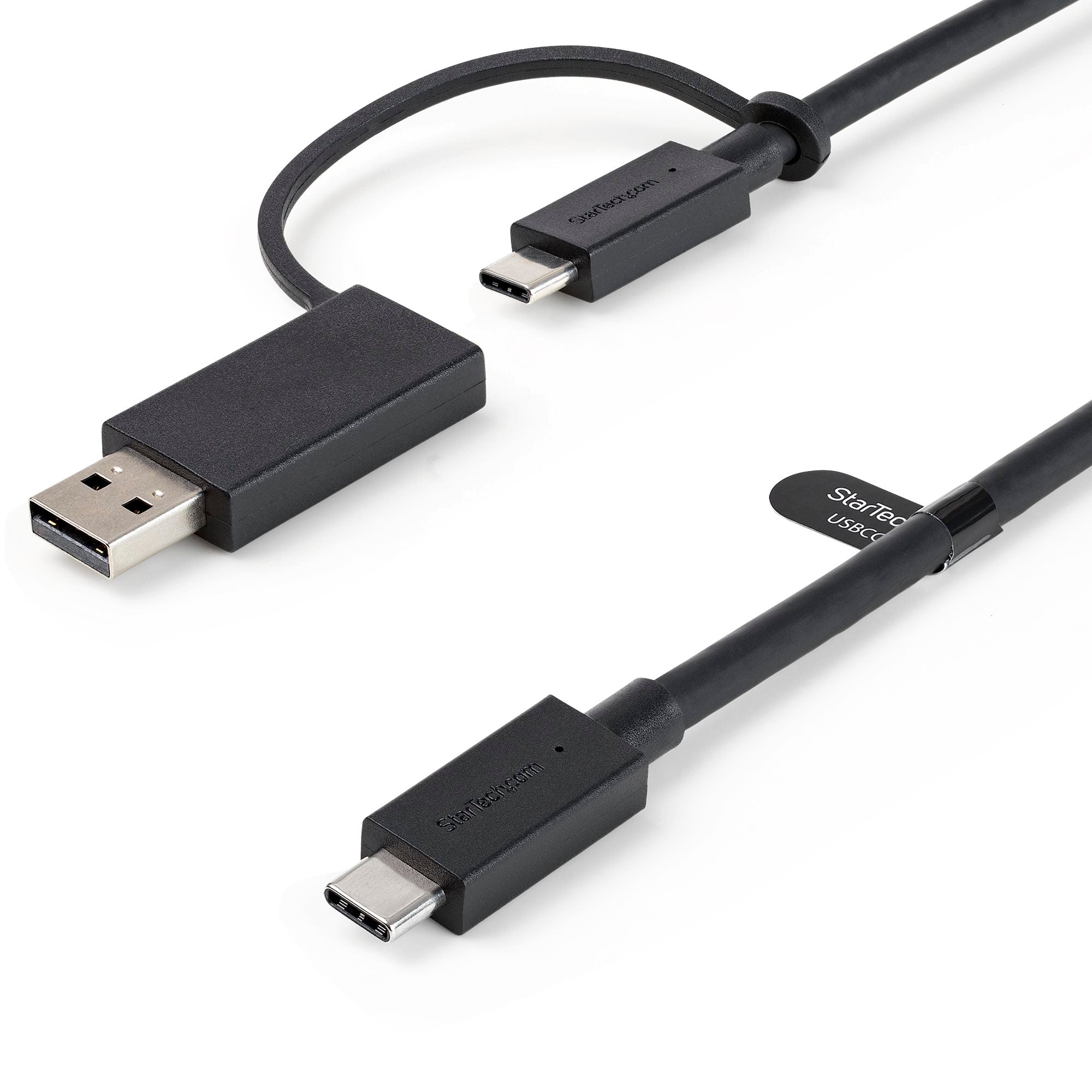 StarTech 0.9M Hybrid USB-C to USB-C Cable W/ USB 3.0-A Adapter, Supports 100W PD, 2Yr