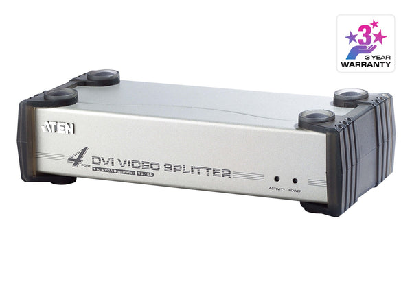 Aten Video Splitter 4 Port DVI Video Splitter w/ Audio 1920x1200@60Hz, Cascadable to 3 Levels Up to 64 Outputs