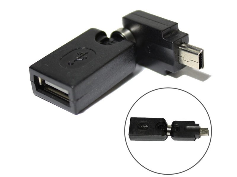 USB 2.0 Female to Mini USB Male Adapter 360 degree