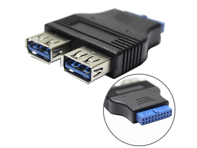 2 Port USB 3.0 Female to 20 Pin Female Adapter