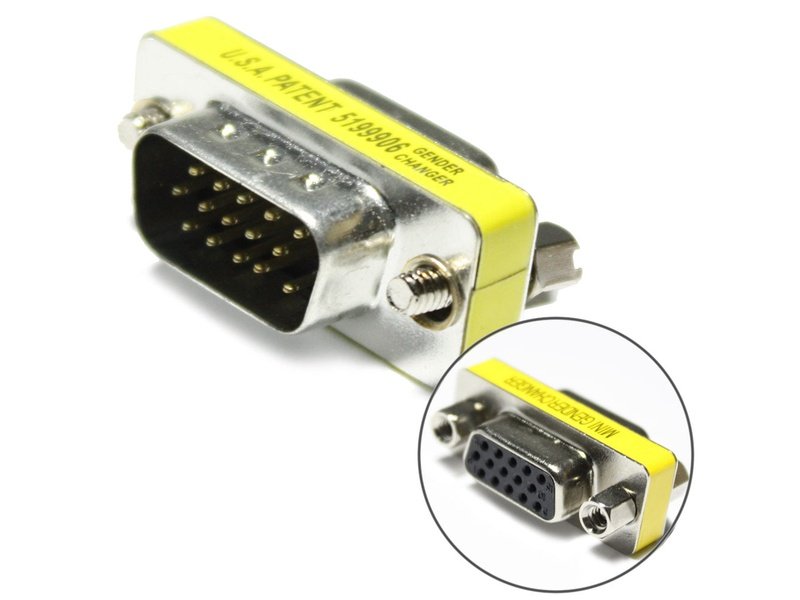 VGA Male to VGA Female Gender Changer Adapter