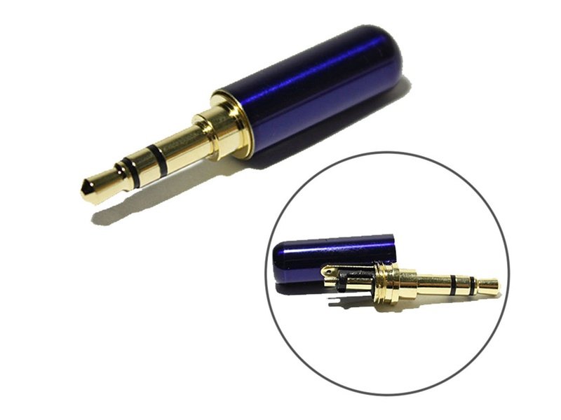 3.5mm Male Stereo Plug Repair Headphone Jack Solder - BLUE