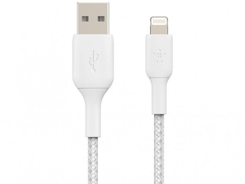 Belkin 1M USB-A To Lightning Cable Braided Boost Charge White