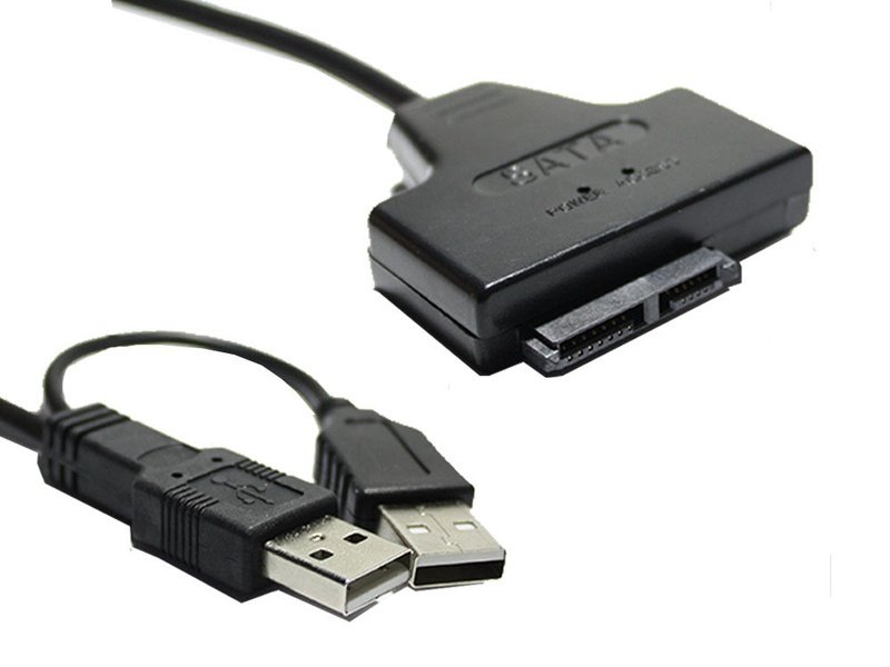 Dual USB 2.0 to SATA 13 Pin 7+6 Pin Cable 40cm