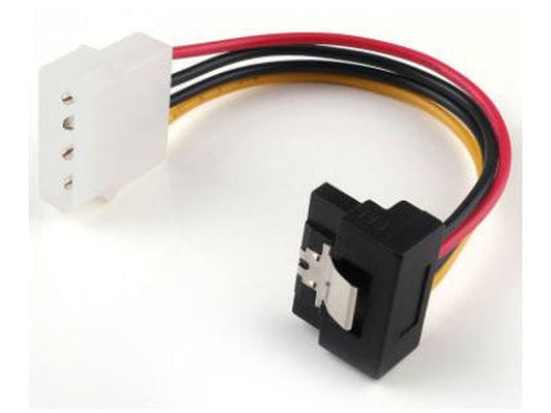 SATA 15 Pin Female 90 Degree to Molex 4 Pin Male Cable- 15cm
