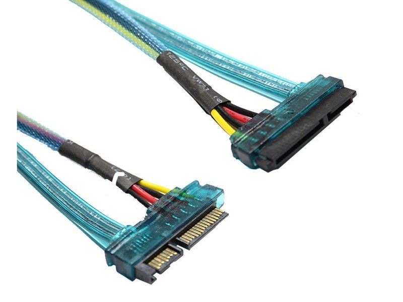 SATA 22 Pin 7+15 Pin M to F Cable 32cm - Blue