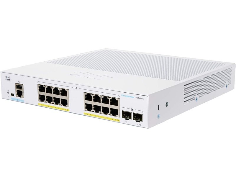 Cisco CBS250 16 Ports Manageable Ethernet Switch, PoE, GE, 2x1G SFP