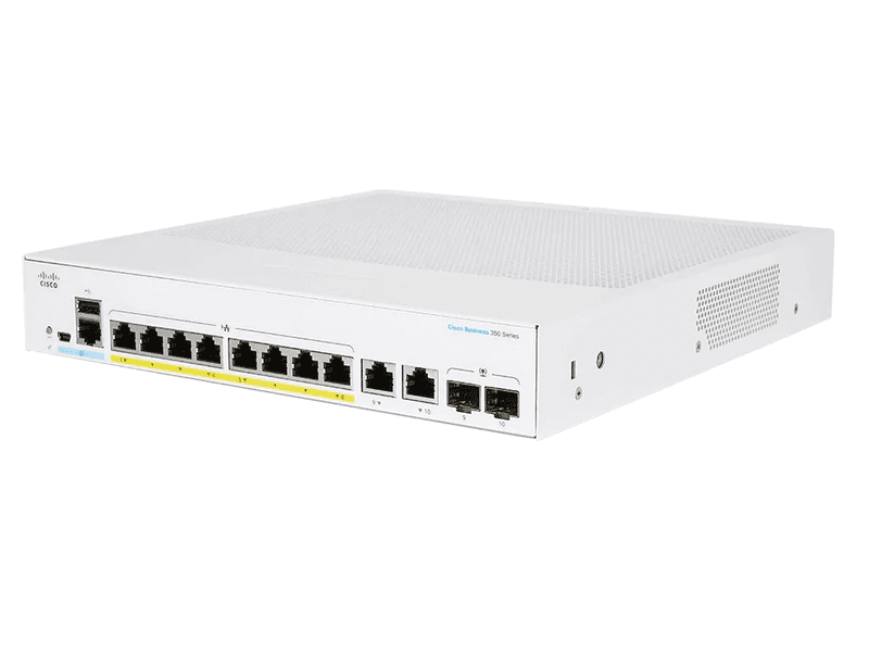Cisco CBS350 8 Ports Manageable Ethernet Switch, Full PoE, GE, 2x1G SFP Combo