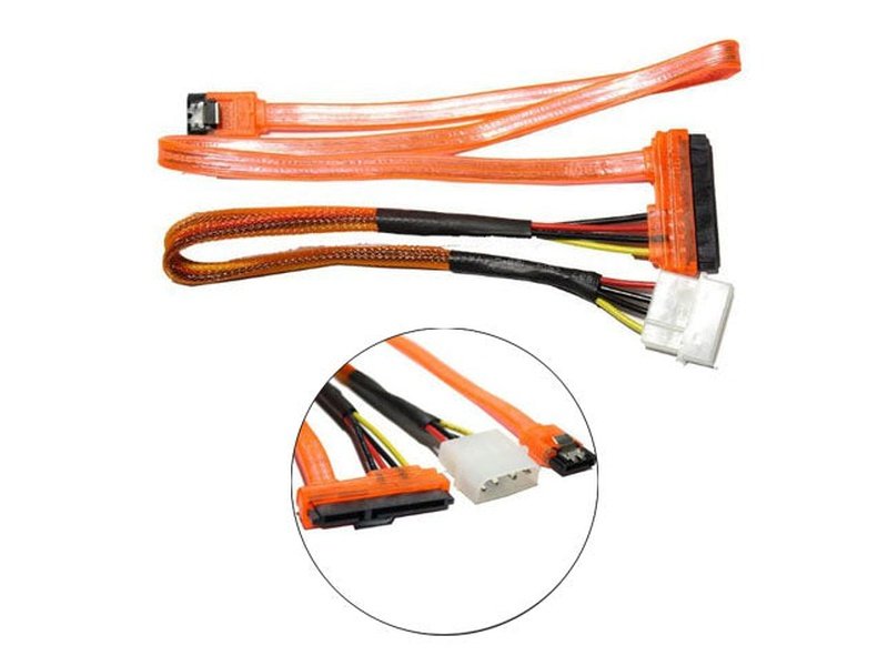 SATA 22 Pin 7+15 Pin to IDE Molex 4 Pin Cable 50cm - Orange