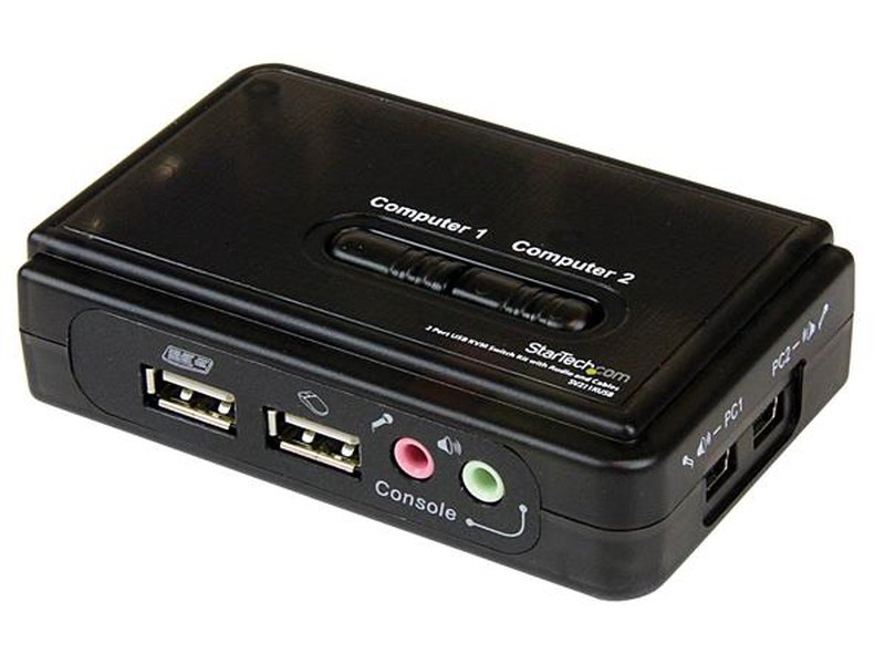 StarTech 2 Port Black USB KVM Switch Kit with Audio and Cables