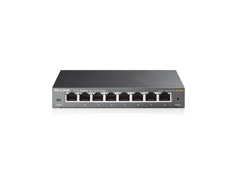TP-Link 8-Port Gigabit Easy Smart Switch Provides network monitoring traffic prioritization and VLAN Web-based user interface Fanless
