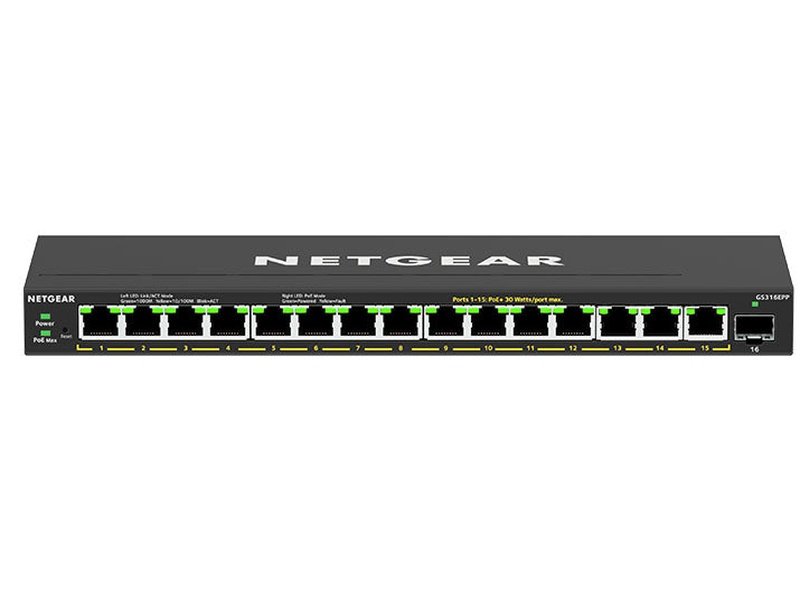 Netgear GS316EPP 16 Port Gigabit Managed Switch, PoE+