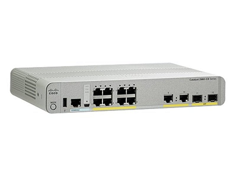 Cisco Catalyst 2960-CX 8 Ports Manageable Ethernet Switch, PoE, 2x1G SFP, Lan Base